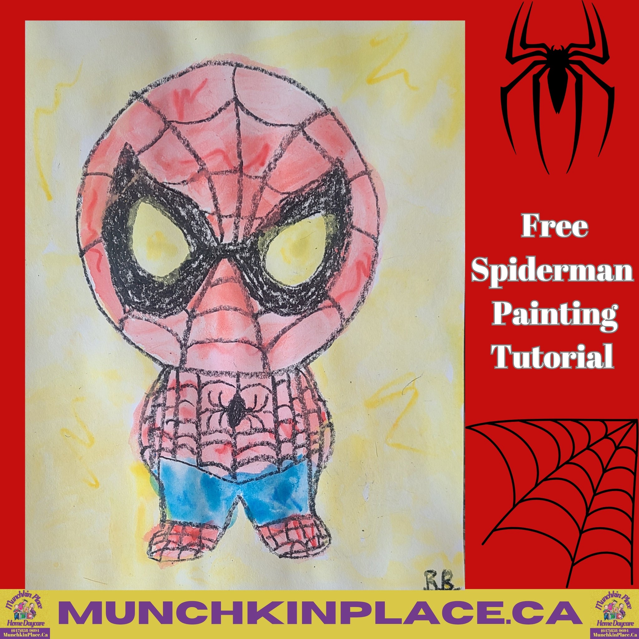 Spiderman Painting Tutorial and Free Coloring Page Printable