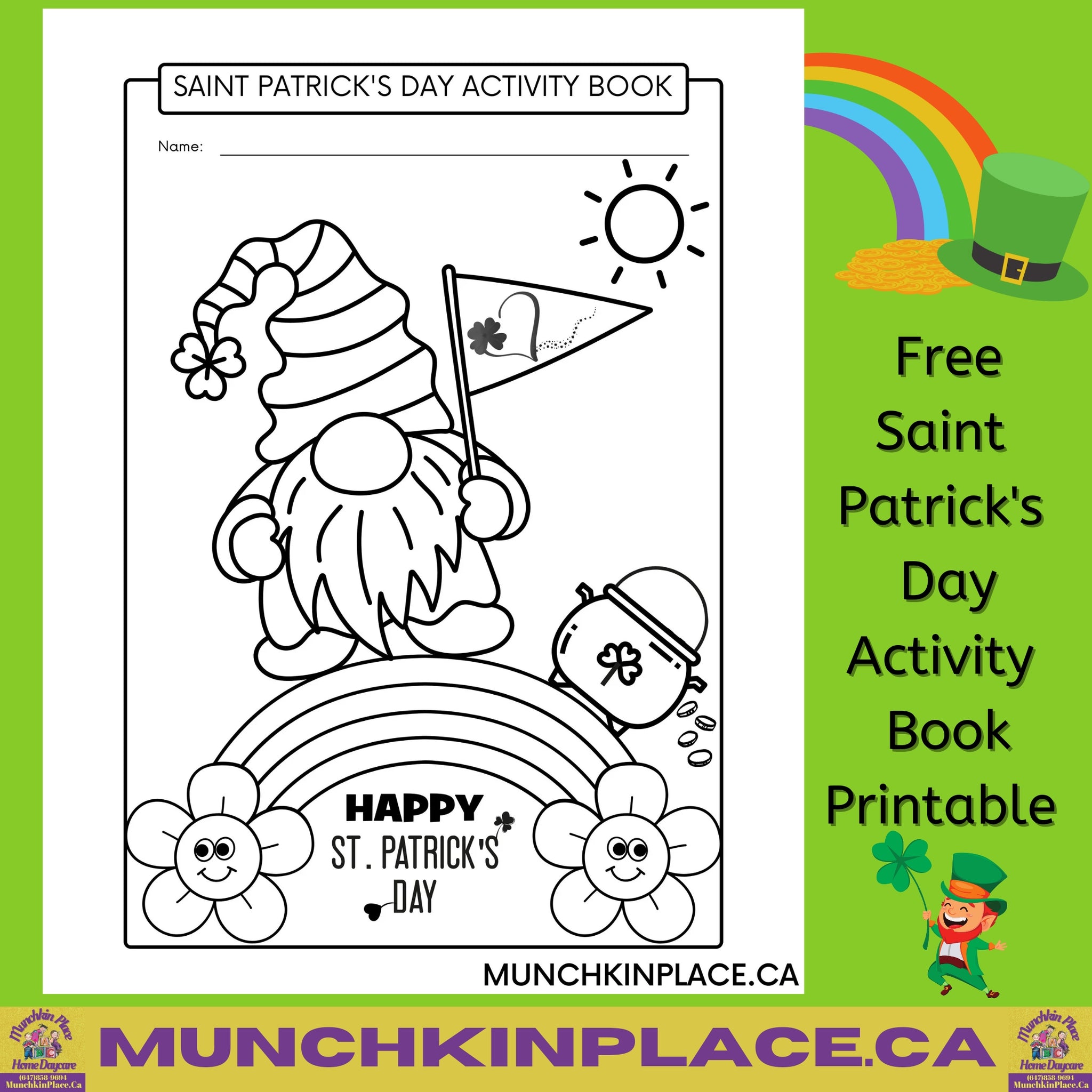 Saint Patrick's Day Free Coloring Page Activity Book Printable
