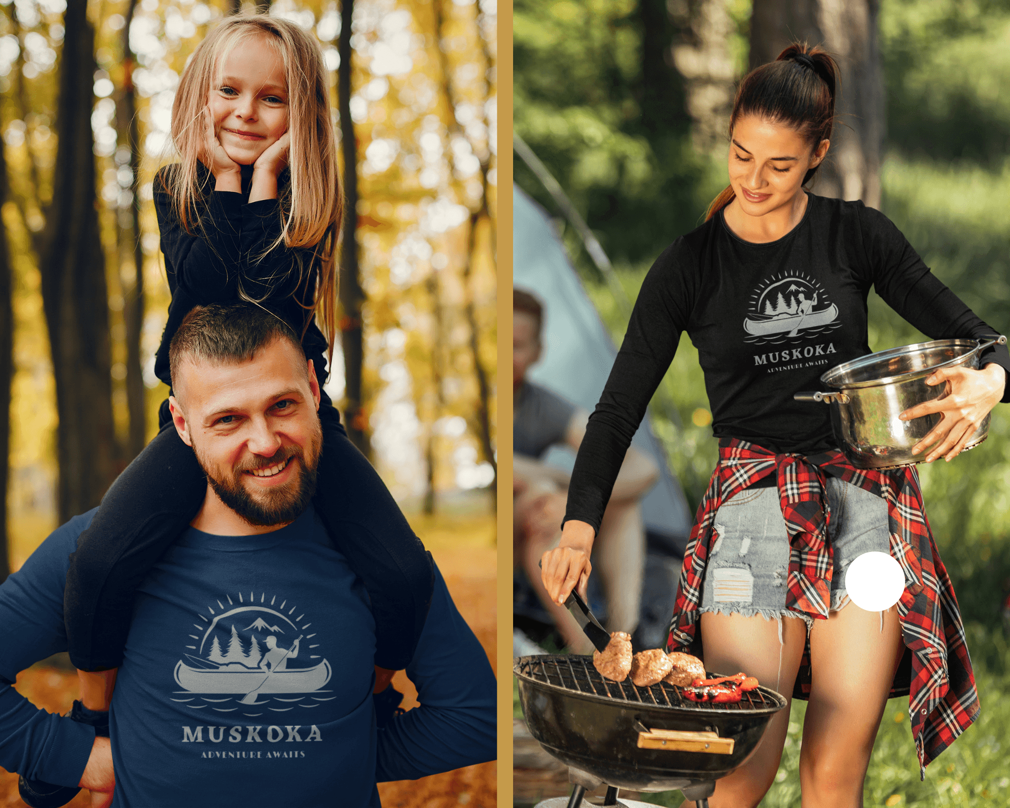 Muskoka Adventure Awaits Unisex Jersey Long Sleeve Tee Navy or Black - Munchkin Place Shop 