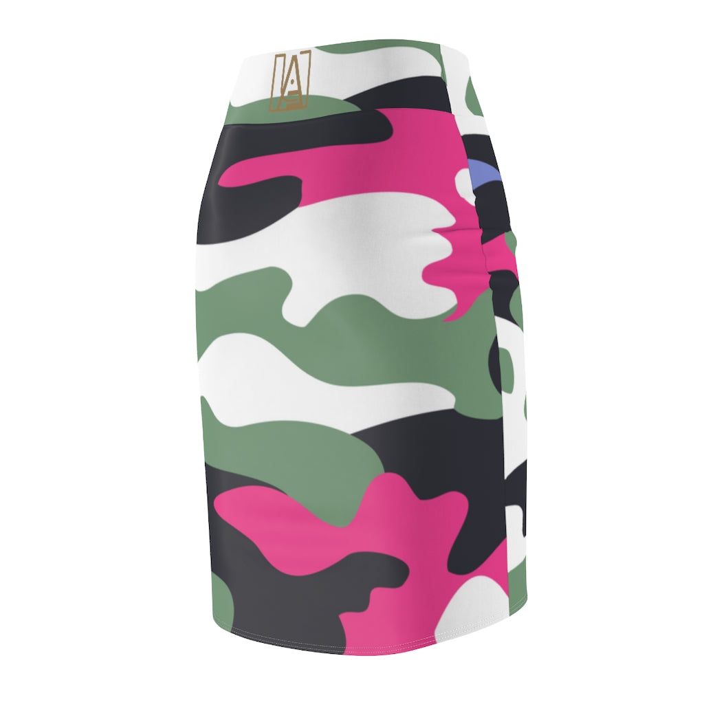 ICONIC Pink and Green CamoWomen's Pencil Skirt