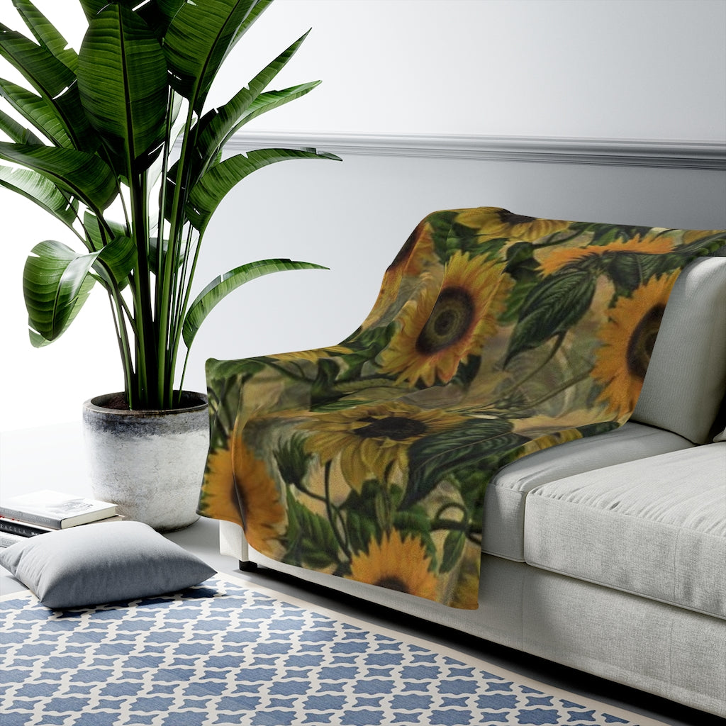 Sunflower Velveteen Plush Blanket