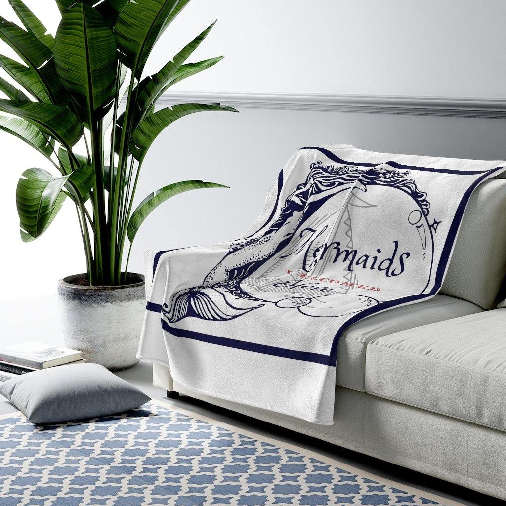 Mermaids Welcomed Here Velveteen Plush Blanket©™ - Munchkin Place Shop 