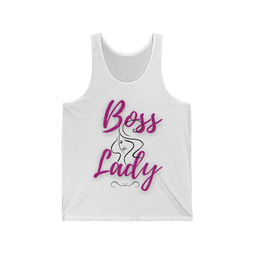 Boss Lady Jersey White Tank Top - Munchkin Place Shop 