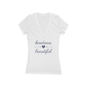 Kindness Is Beautiful Women's Jersey Short Sleeve Deep V-Neck Tee - Munchkin Place Shop 