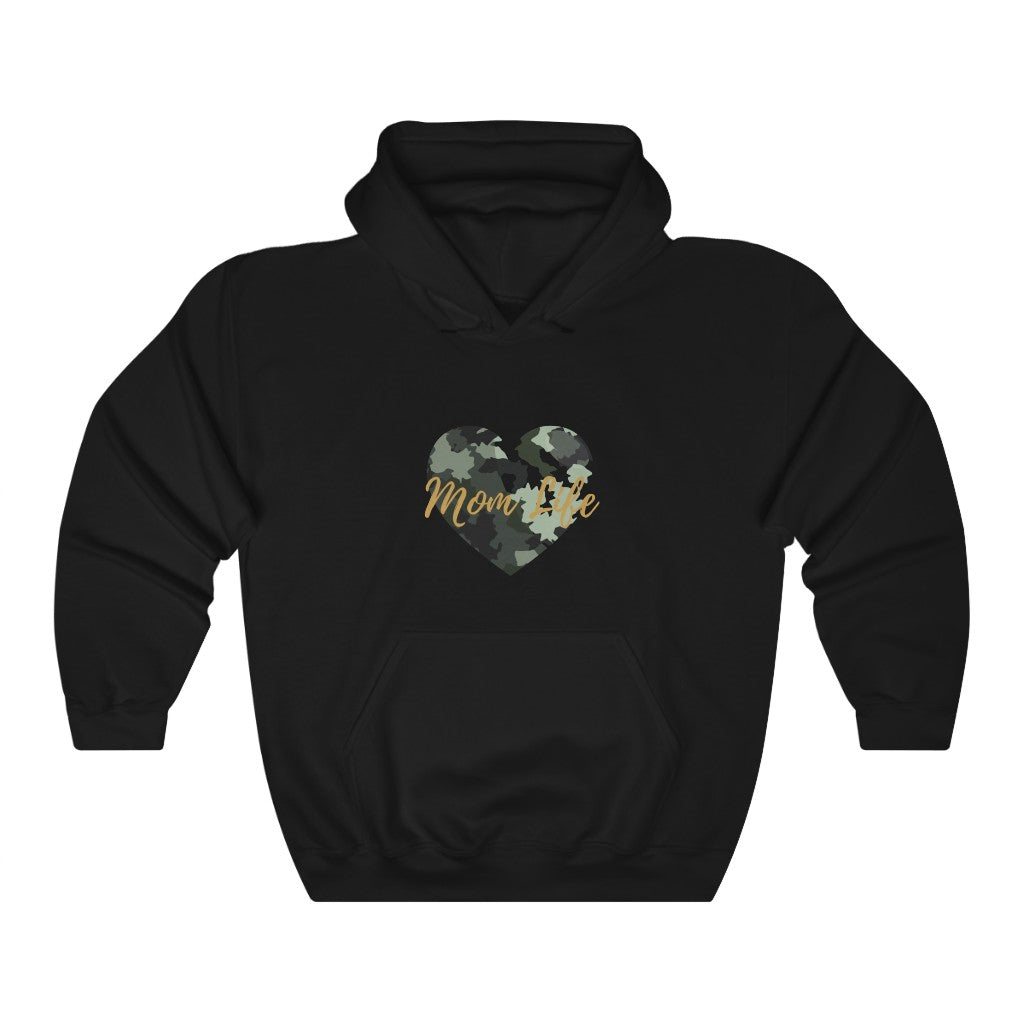 Mom Life ™ Camo Heart Hooded Sweatshirt