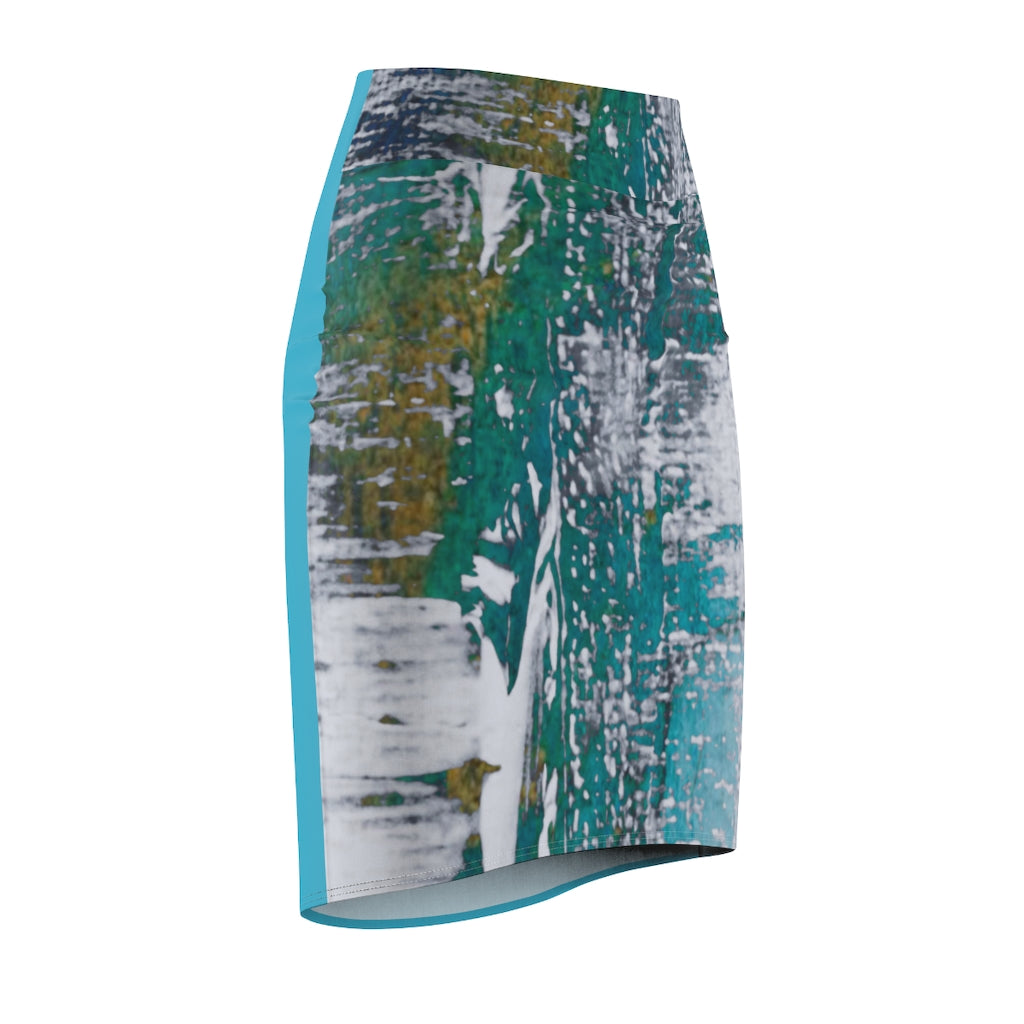 An Artist's Eye Hint of Turquoise Women's Pencil Skirt