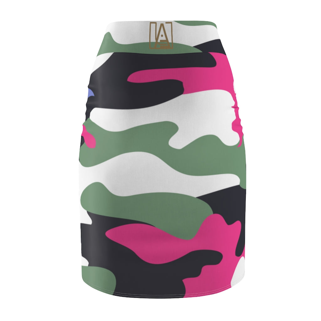 ICONIC Pink and Green CamoWomen's Pencil Skirt