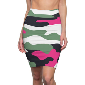 ICONIC Pink and Green CamoWomen's Pencil Skirt