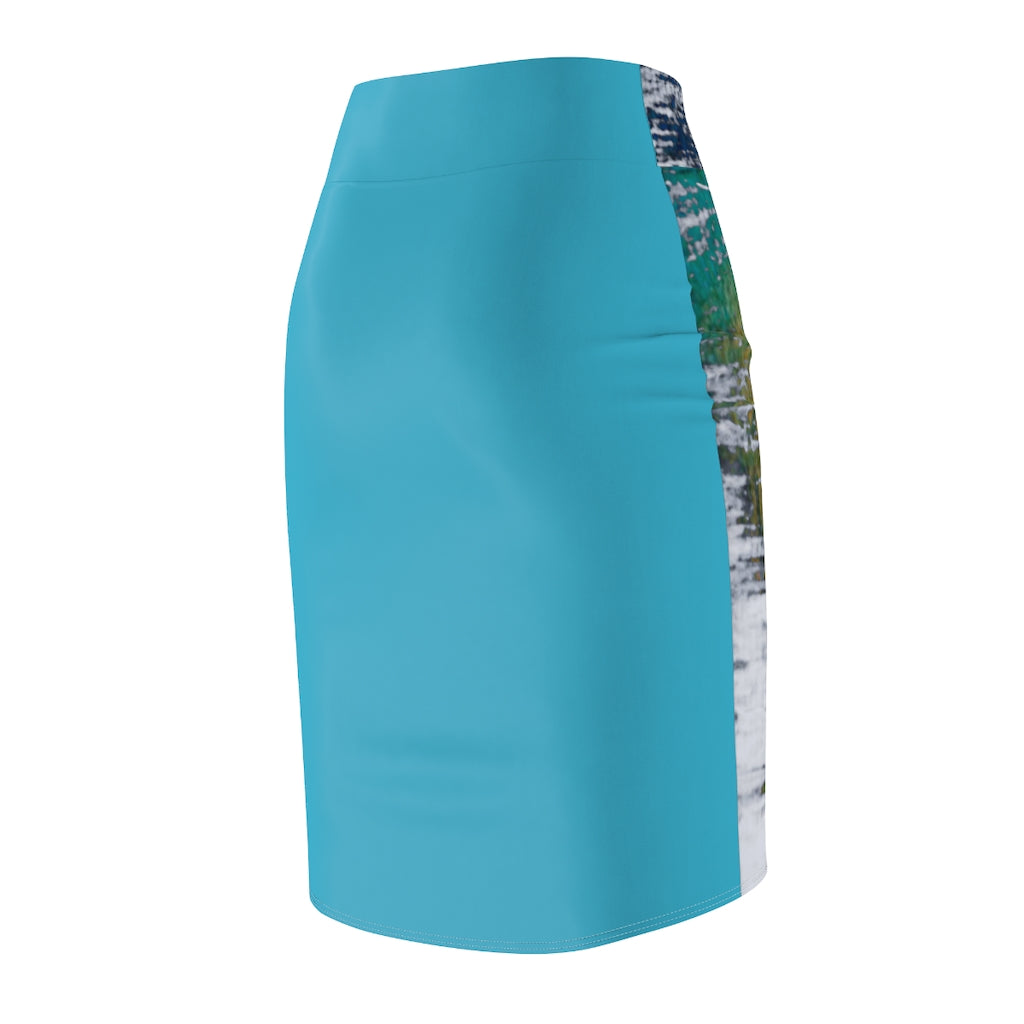 An Artist's Eye Hint of Turquoise Women's Pencil Skirt