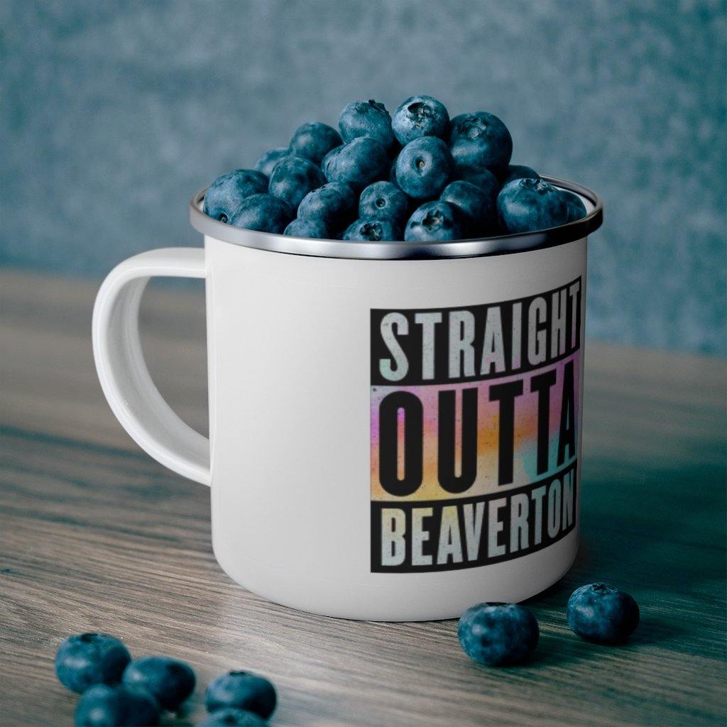 Straight Outta Beaverton Rainbow Enamel Camping Mug - Munchkin Place Shop 