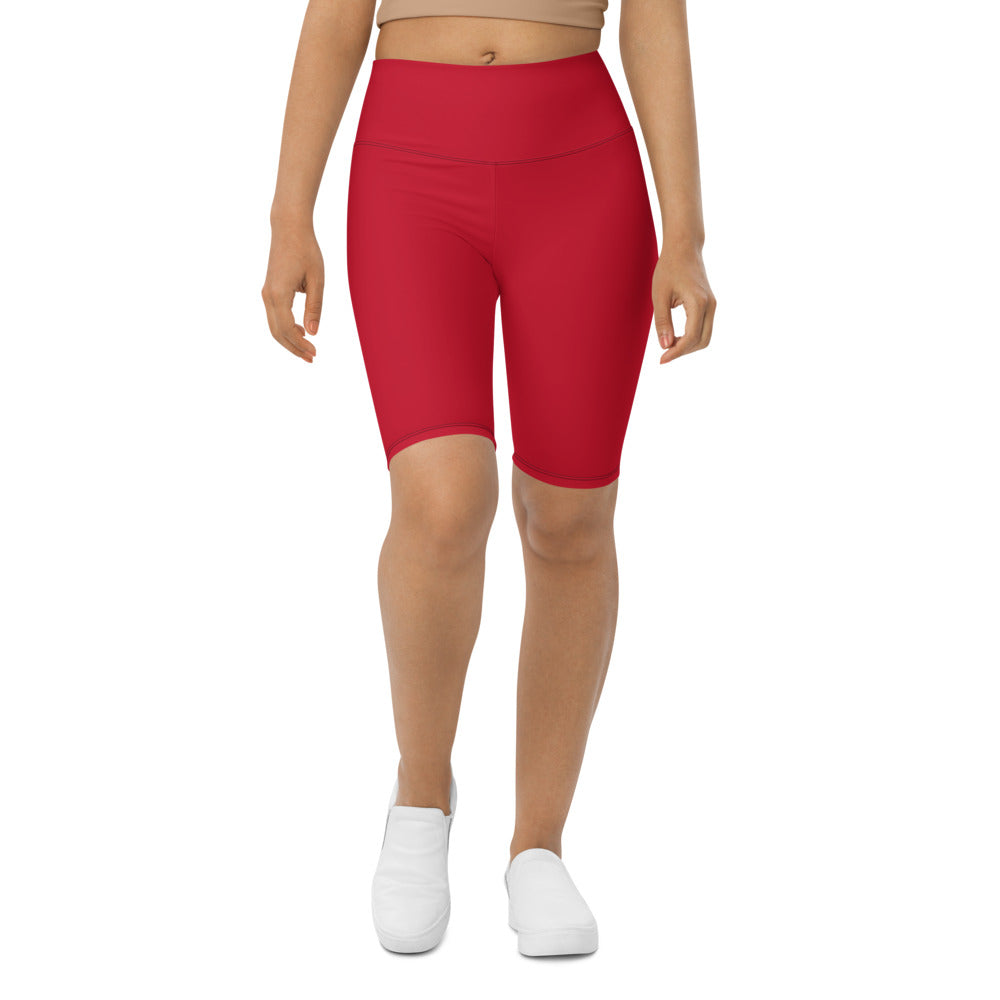Shiny red online biker shorts