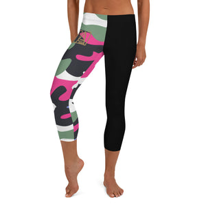 ICONIC Pink and Green Camo Capri Leggings