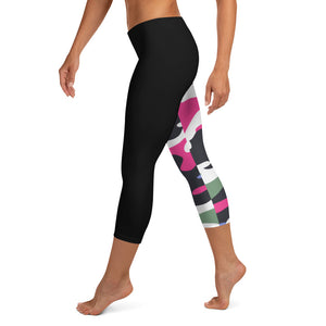 ICONIC Pink and Green Camo Capri Leggings