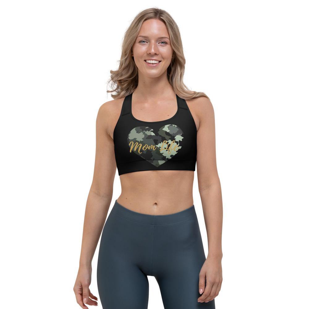 Mom Life Camo Heart Sports bra - Munchkin Place Shop 