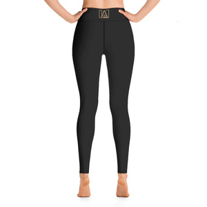 Solid Black Yoga Waist Leggings