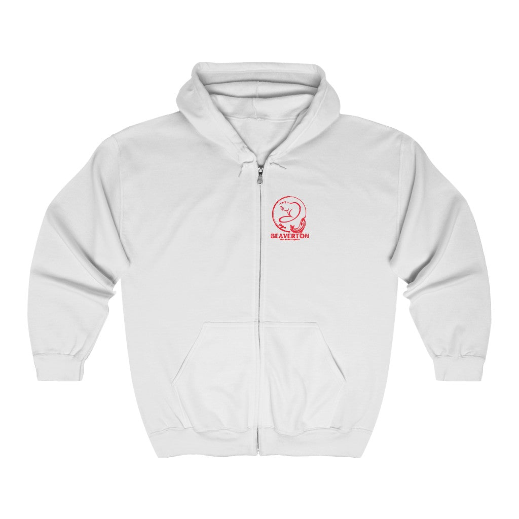 Beaverton Unisex Heavy Blend Full Zip Hooded Sweatshirt Red Design