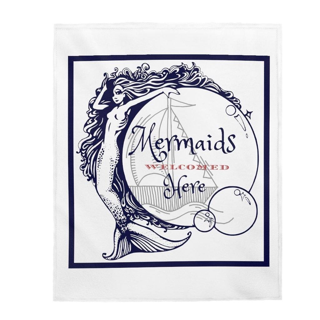 Mermaids Welcomed Here Velveteen Plush Blanket©™ - Munchkin Place Shop 